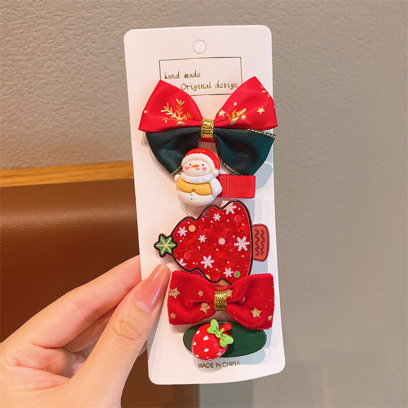 Wholesale Children's Red Bow Christmas Snowman Holiday Dress Up Hair Clips